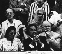 Salvador Dalí (lower center) and Marcel Duchamp (upper left) attending a bullfight held in Dalí's honor, August 1961