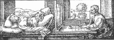 Albrecht Dürer, Der
Zeichner des liegenden Weibes, 1538, Holzschnitt