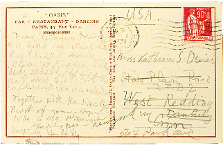 Back view of the Duchamp’s postcard, 1933